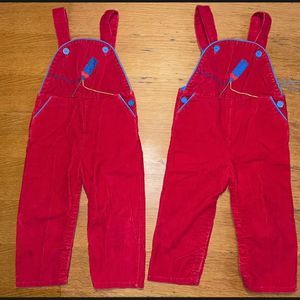 Rare Vintage Corduroy Piccolo Retro 80s 90s Overalls Child Size 24 Month Twins